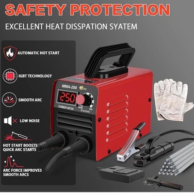 Soldadora Electrica Portatil Inversor 250A 110v / 220v Maquina D . in Red Color 