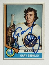 GARY BROMLEY 1974-75 Topps RC AUTO AUTOGRAPH Signed Buffalo Sabres