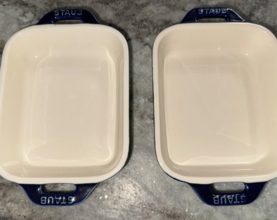 (2) Staub Stoneware Mini Individual Serving Rectangular Baking / Gratin Dishes 