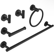 BWE 5-Piece Bath Hardware with Towel Bar Towel Hook Paper Holder Towel Ring