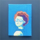 Original Miniature Magnet Acrylic Portrait Painting Woman Contemporary Art. — photo 1