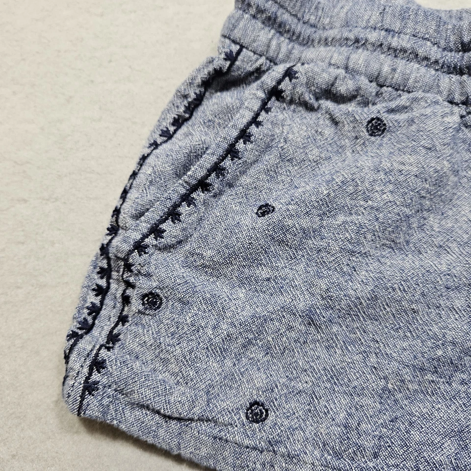 Pantalones Cortos Old Azul Marino Cintura Elástica Para Mujer XS Azul Chambay Mezcla de Lino Tiro Bajo 28 x 3 Foto 2 de 4