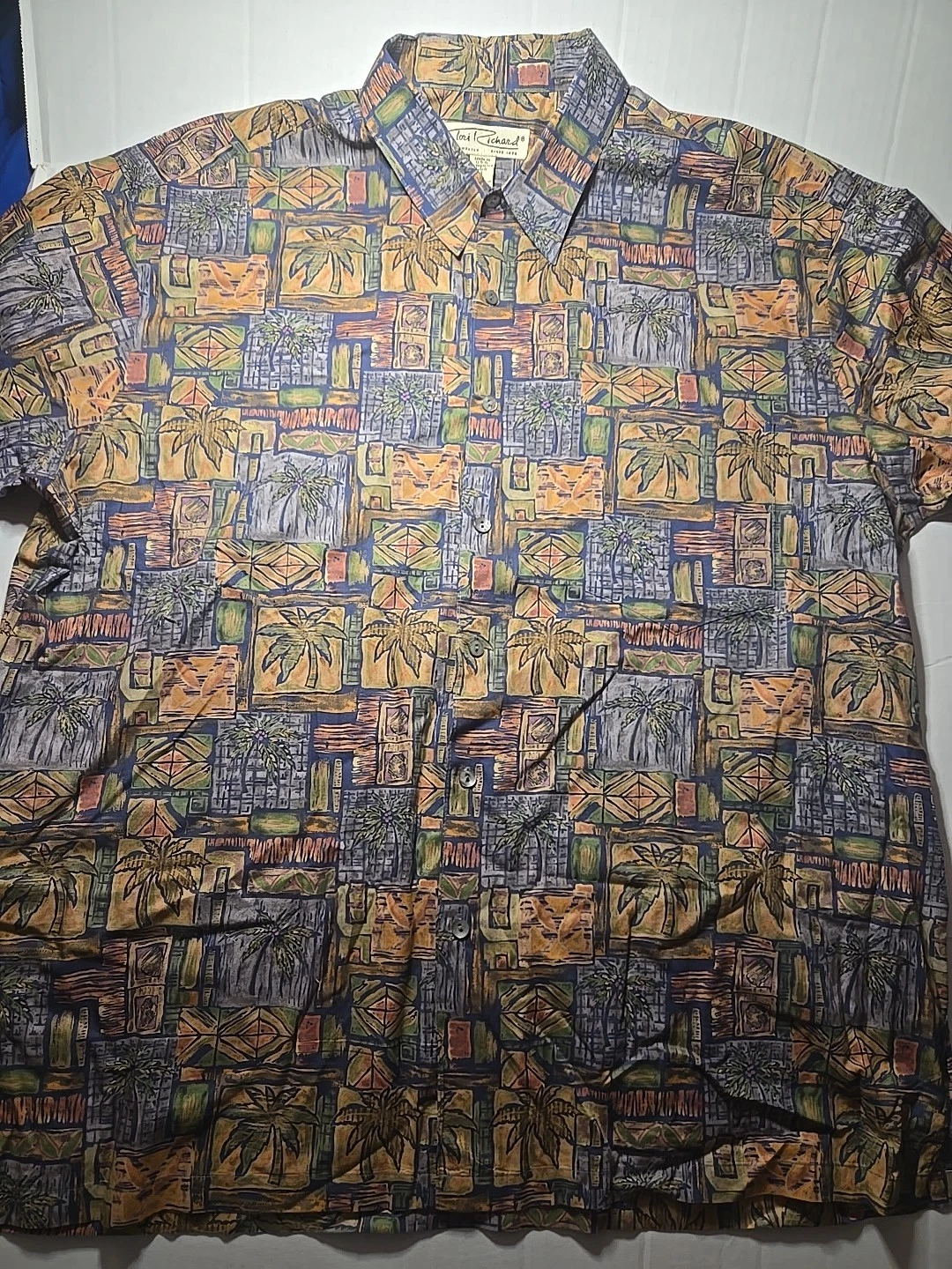 Vintage Tori Richard Button Up Shirt Hawaiian Mens XL All Over Print AOP
