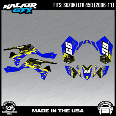 Graphics Kit for Suzuki ATV LTR450 (2006-2011) Fracture Series - BLUE