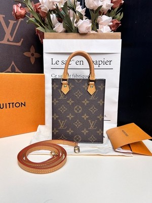 Louis Vuitton Mini Monogram Petit Sac Plat Canvas Tote Bag For Women