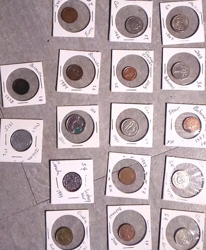 Foreign Junk Drawer Coins With War Era Canadian Victory Nickel Lot 15 - Picture 1 of 10