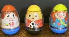 Lot of 3 Wobble Toys – Roly Poly Style Egg Figures – Kids Sports & Dentist