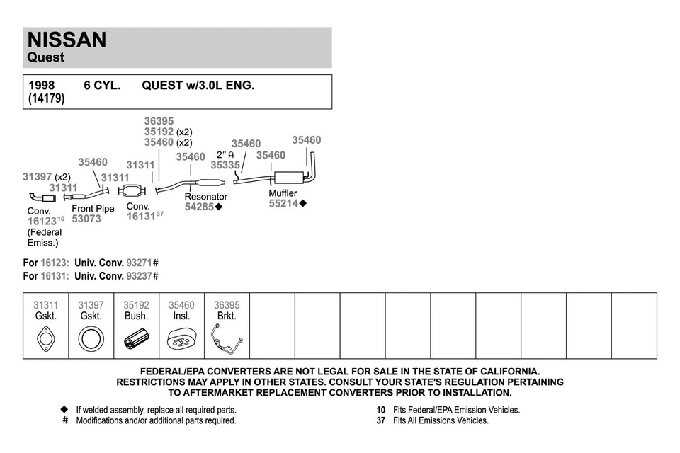 For Nissan Quest 98-02 Exhaust Muffler and Pipe Assembly Quiet-Flow Stainless - Imagem 3 de 4