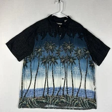 Batik Bay Button Up Hawaiian Shirt Men's XL Palm Trees Ocean Relaxed Fit Casual