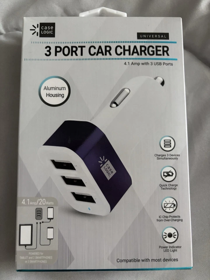 CASE LOGIC  3 USB Ports Car Charger Universal Compatible With Most Devices - Image 4 of 4