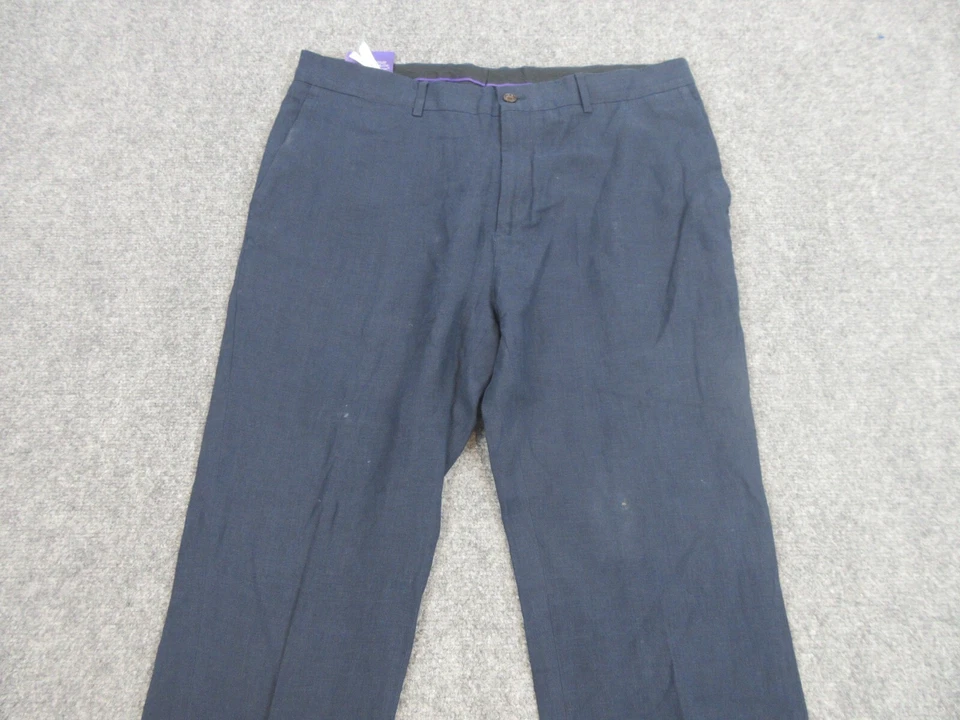 Pantalones Ralph Lauren Para Hombre 38 Azul Chino Lino Preppy Púrpura Etiqueta Italia 36x29 Foto 2 de 4