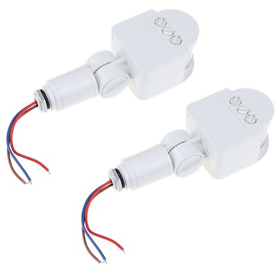 2Pack PIR Sensor LED Motion Sensor Light Switch Infrared Motion Detector 85-265V