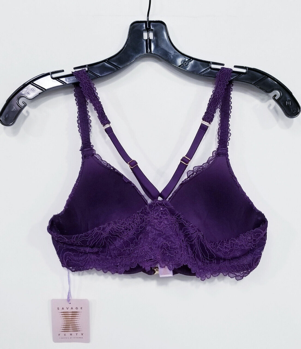 Savage x fenty Romantic Corded Lace Front-Closure Push-Up Bra sz