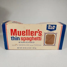 Vtg 1980s Empty Mueller's Thin Spaghetti 3LB Film Movie Prop Display Box