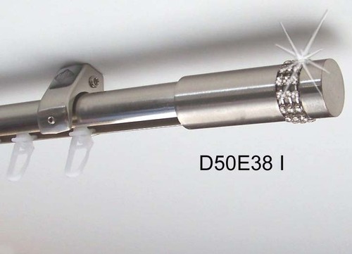 Innenlauf Edelstahl Look Gardinenstange 20mm Deckenträger - Kristall 1-lauf D50I - Bild 4 von 7