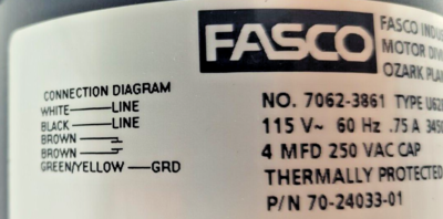 FASCO RGRA-07EMAES 7062-3861 70-24033-01-12 Inducer Motor Assembly