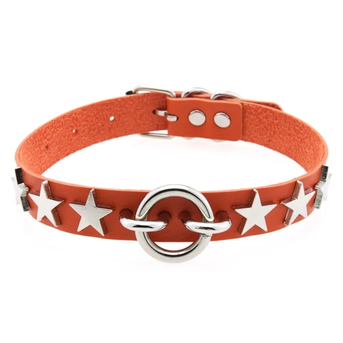 O-Ring Stern Goth Punk PU Leder Choker Halsband Halskette Neckchain Mädchen Party - Bild 12 von 37
