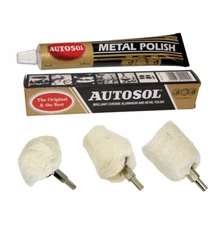 4 pc DRILL POLISH BUFFER WHEEL BUFF KIT WITH AUTOSOL METAL MAG ALUMINUM POLISH