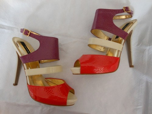 NIB real leather multi-coloured heels 