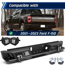 Rear Bumper For 2021 2022 2023 Ford F-150 w/LED Lights Integrated steps
