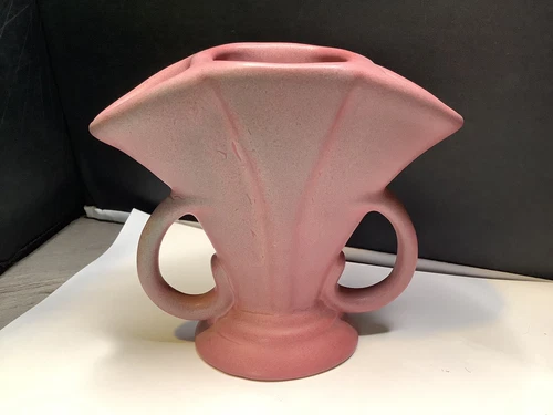 Vintage Niloak Art Pottery ￼Ozark Dawn Vase Double Handle 5” Excellent Condition