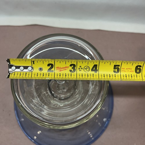 Vintage Blue Blown Glass Trumpet Shape Pedestal Clear Base Bowl - Picture 8 of 10