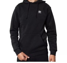 Adidas Originals Essential Hoody Men’s Black Fleece Pullover Hoodie size M NEW!