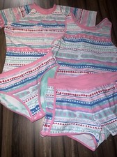 Youth Girls 4-piece Reversible Swim Suit Set Large 14/16 New Rash guard Shirts