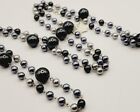Pearl Long Necklace 56" Black & Grey Graduated Faux