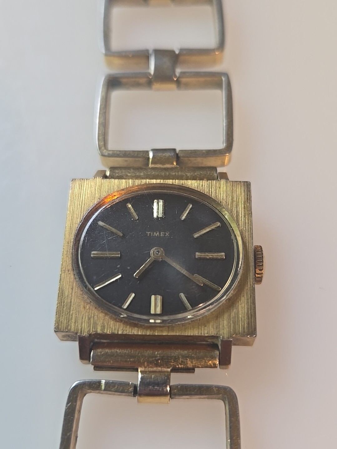 Ladies Wind Up Timex Watch Rectangular Open Link … - image 3