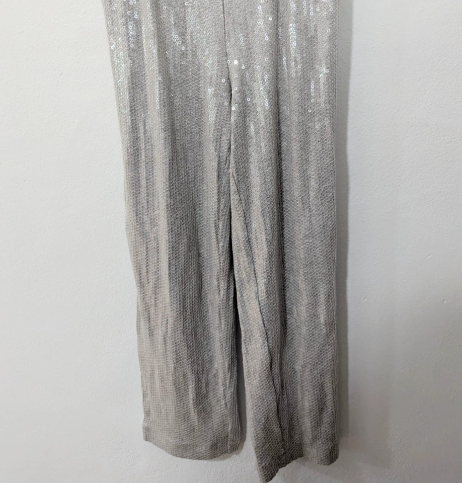 Mono Anthropologie Ett:Twa Claudette con lentejuelas corto hasta el tobillo plateado 2 Foto 3 de 4