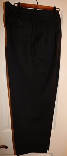 ZEGNERELLI GOLLEZIONE Men's Pants Dress 42R Black Straight Fit Pleated Front - Picture 2 of 5