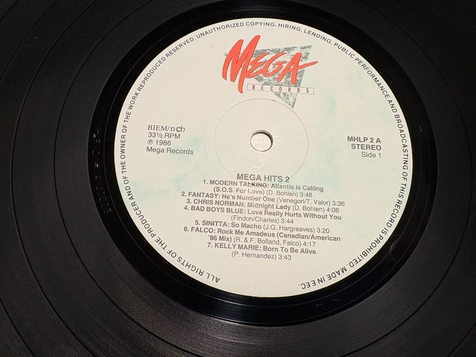 MEGA HITS VOL 2 MEGA 1986 14 TRACK DANISH LP LABAN MODERN TALKING MATIA BAZAR LP - Image 3 of 4