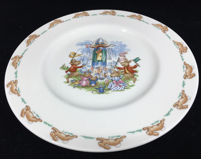 Royal Doulton Bunnykins Salad Plate Rocket Launch Astronaut Rabbits Beatrix