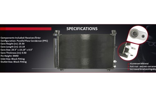 For Lexus GS350 2016-2020 3.5L V6 A/C Condenser LX3030145 / 88460-30B20 - Picture 10 of 12