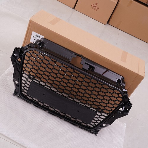 Para Audi A3 2014-2016 8V RS3 estilo parrilla delantera (marco negro brillante + panal) - Imagen 6 de 12
