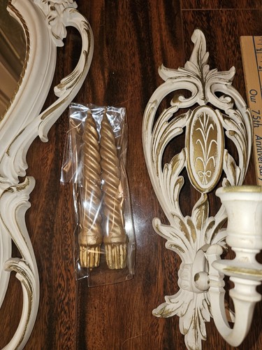Vintage 1962 Syroco French Provincial Wall Mirror, Sconces & Original... - Picture 9 of 11
