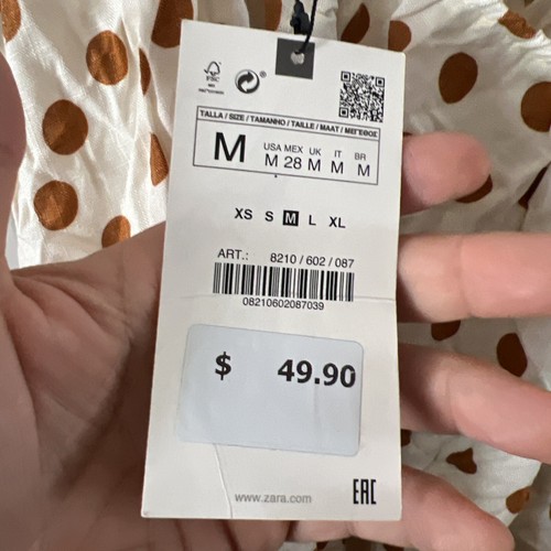ZARA BNWT Cream Tan Polka Dot Sundress - Picture 2 of 3