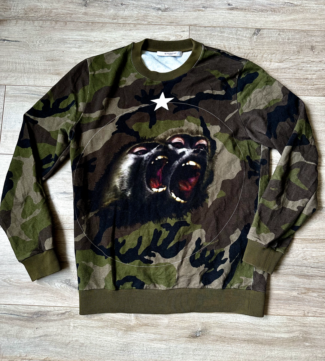 GIVENCHY Monkey Brothers Camo Sweatshirt Mens S