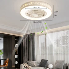 Remote LED Ceiling Fan Light Enclosed Chandelier Fan Lamp Dimmable 3 Speed Fan