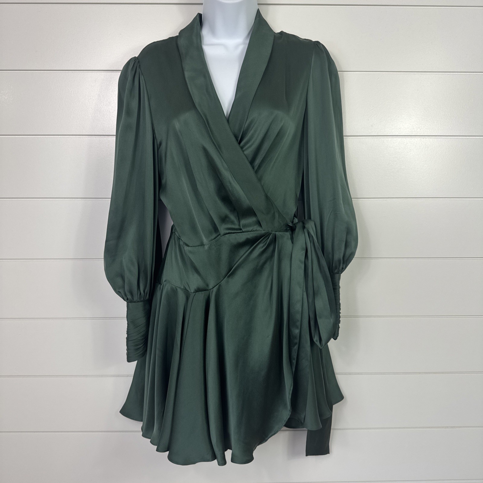 ZIMMERMANN Silk Wrap Front Mini Dress Green sz 1 / Medium