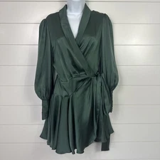 ZIMMERMANN Silk Wrap Front Mini Dress Green sz 1 / Medium