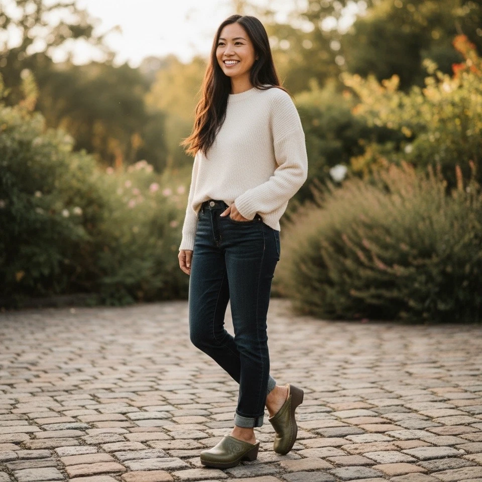 Zueco para mujer Dansko Brenda Mushroom con diseño floral de nobuck bruñido - talla 38 Foto 2 de 4