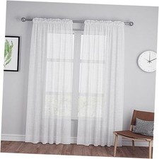Sheer Curtains 80 inches Long Living Room 52"W x 80"L Pack of 2 White