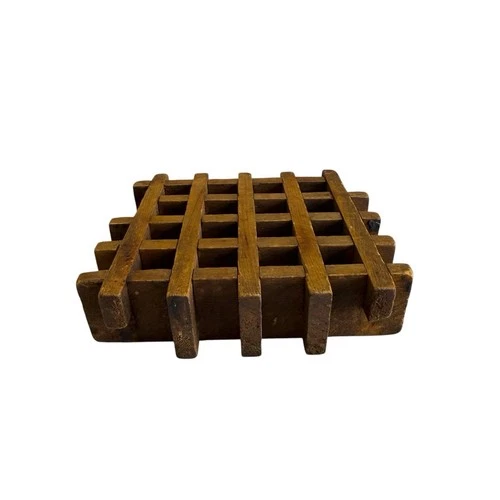 MCM Vintage Teak Wood Trivet Lattice Waffle Square Danish 6"x 6" Handmade Modern image 7