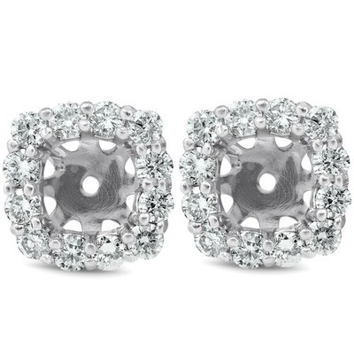 3/4 kt Diamant Ohrstecker Kissen Heiligenschein Jacken 14 Karat Weißgold (5-5,5 mm)