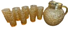 Vintage Anchor Hocking Lido Milano Amber Gold - Set of Pitcher & 8 Glasses