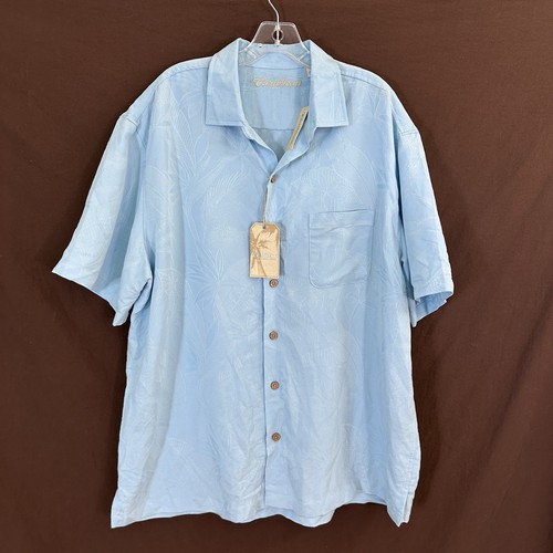 NEW Roundtree Yorke Caribbean Short Sleeve Camp Shirt XL Crystal Blue Hawaiian - Picture 2 of 8