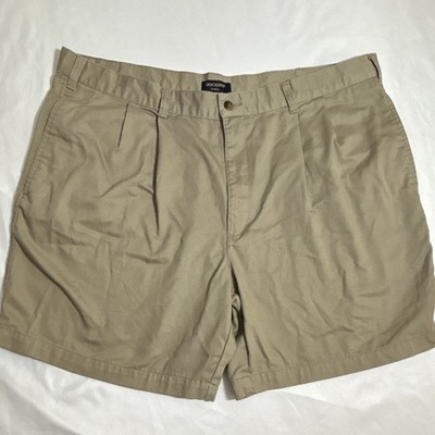 Dockers Mens 42x Beige Cotton Twill Chino Shorts Pleated Front Button 1113