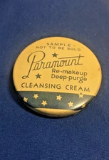 Vintage SAMPLE Paramount Cleansing Cream Cosmetic  Round Tin Litho St Louis